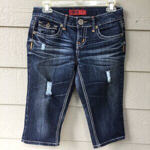 ZANADI Distressed Dark Wash Denim Shorts